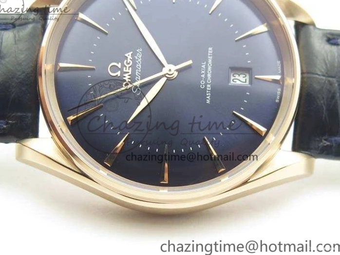 0414 Snug Seamaster Edizione Venezia RG Best Edition Blue Dial On Leather Strap A 8126